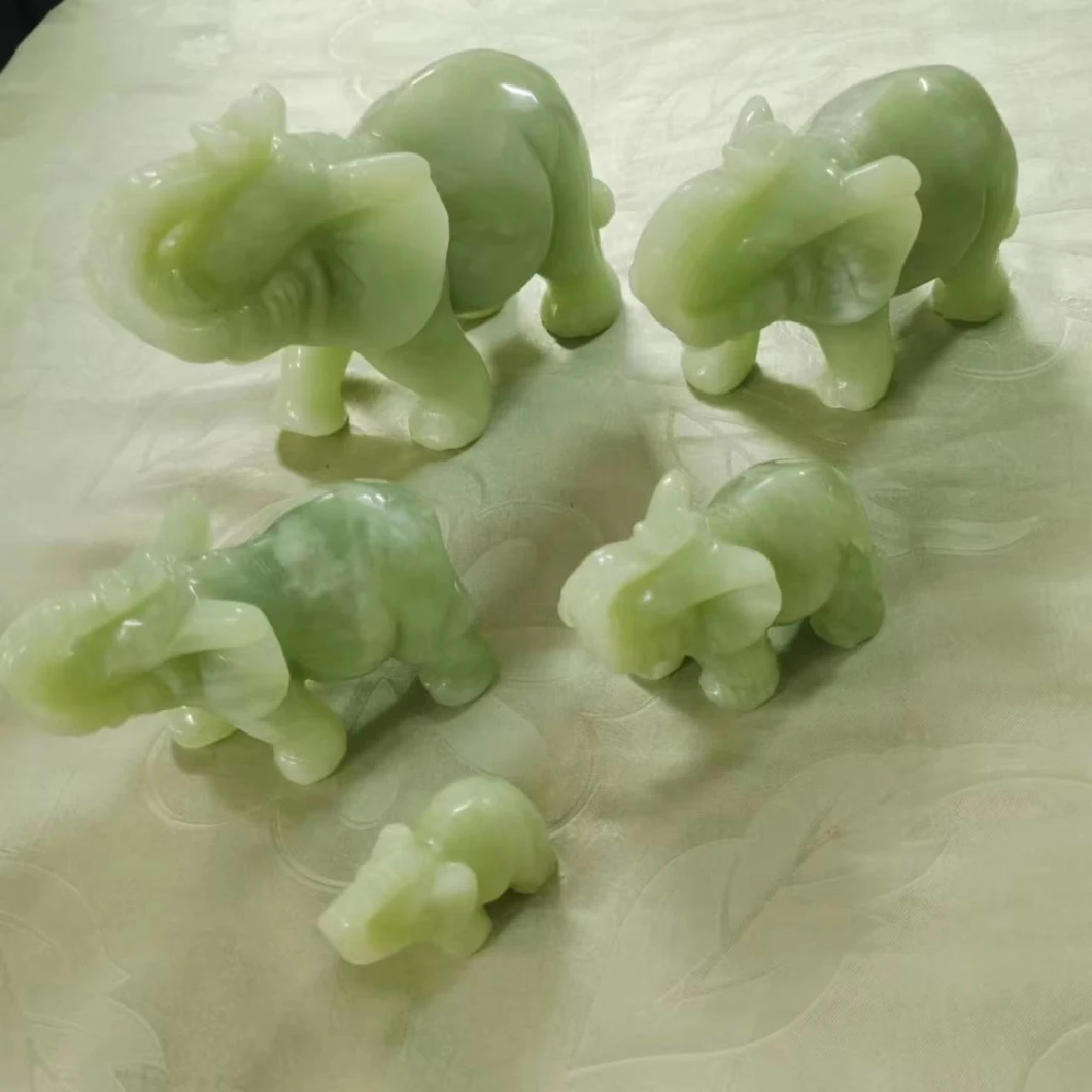 Semi Precious Stone Gemstone Natural Crystal Elephant Carving &lt;Esb01508&gt;