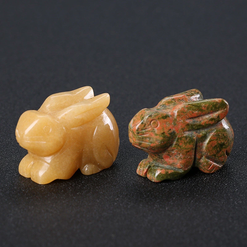 Customized Fashion Carving Semi Precious Stone Rabbit Stone Carving