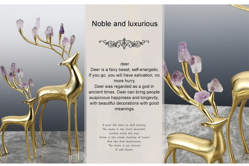 Modern Brass Ornaments Indoor Decorations Wedding Gifts Deer Animal Statues for Home Decor