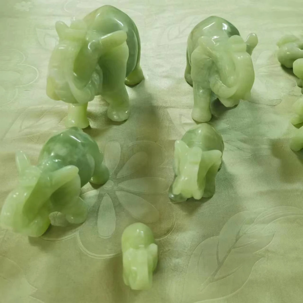 Semi Precious Stone Gemstone Natural Crystal Elephant Carving &lt;Esb01508&gt;