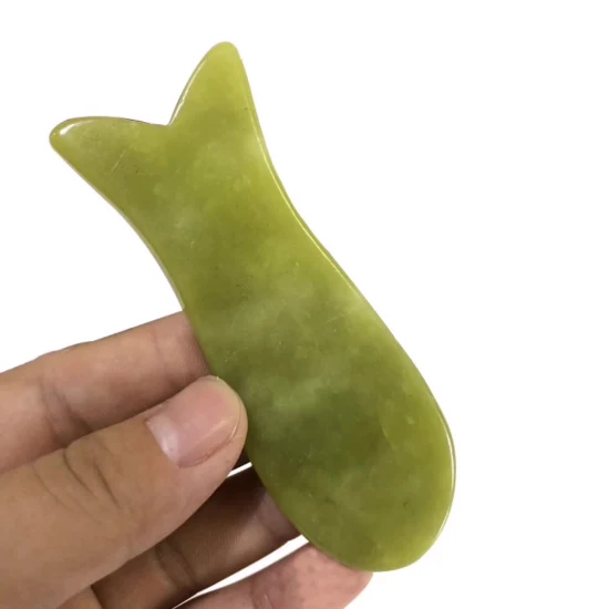 Natural Jade Stone Fish Shape Dong Ling Jade Guasha Board for Beauty