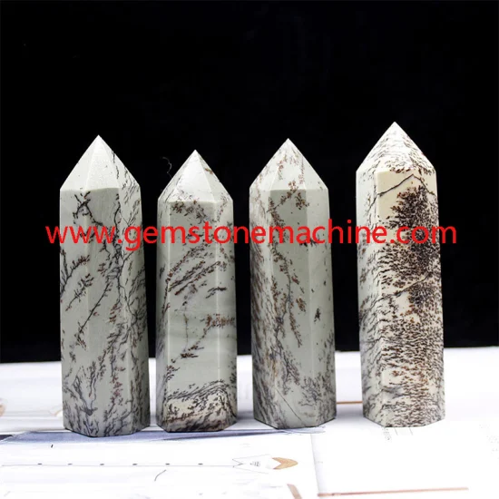 Natural Beautiful Moss Agate Single Point Wands Crystal Columns Tower