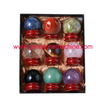 9 PCS Natural Crystal Jade Agate Sphere Raw Stone Ball Set for Gift