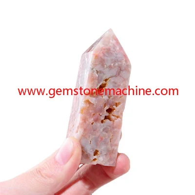 Beautiful Pink Agate Single Point Wands Crystal Columns Tower