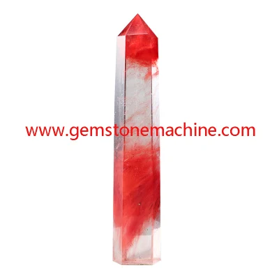 High Quality Red Smelting Quartz Single Point Wands Crystal Columns Tower