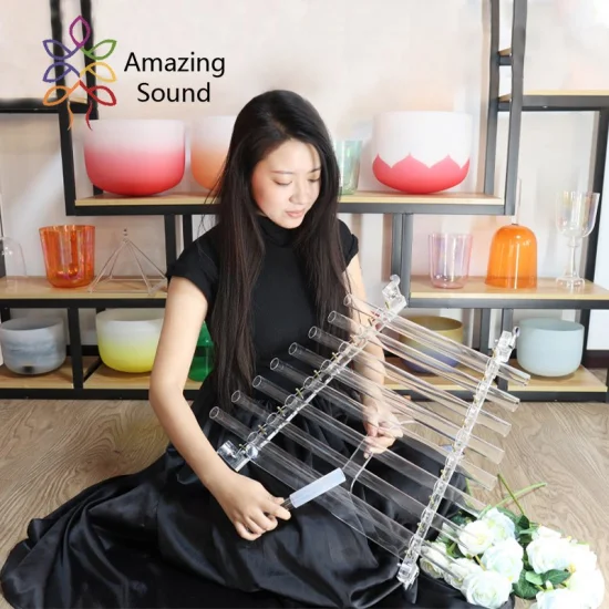 Amazing Sound Sound Therapy Quartz Crystal Singing Harp with 8 Notes & Alumina Alloy Box for Meditation Healing