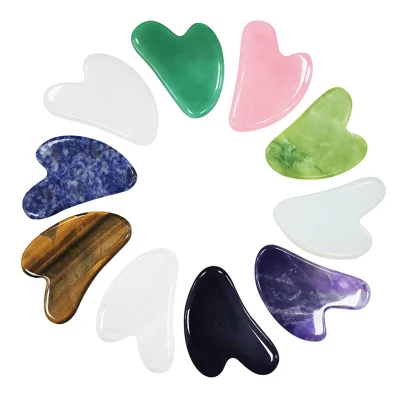 Health Care Beauty Guasha Massager Jade Natural Green Rose Quartz Amethyst Roller Various Gua Sha Board Collection