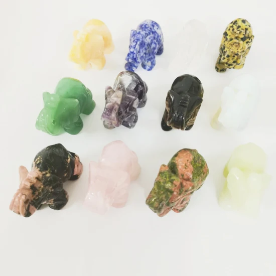 Semi Precious Stone Gemstone Natural Crystal Elephant Carving <Esb01508>